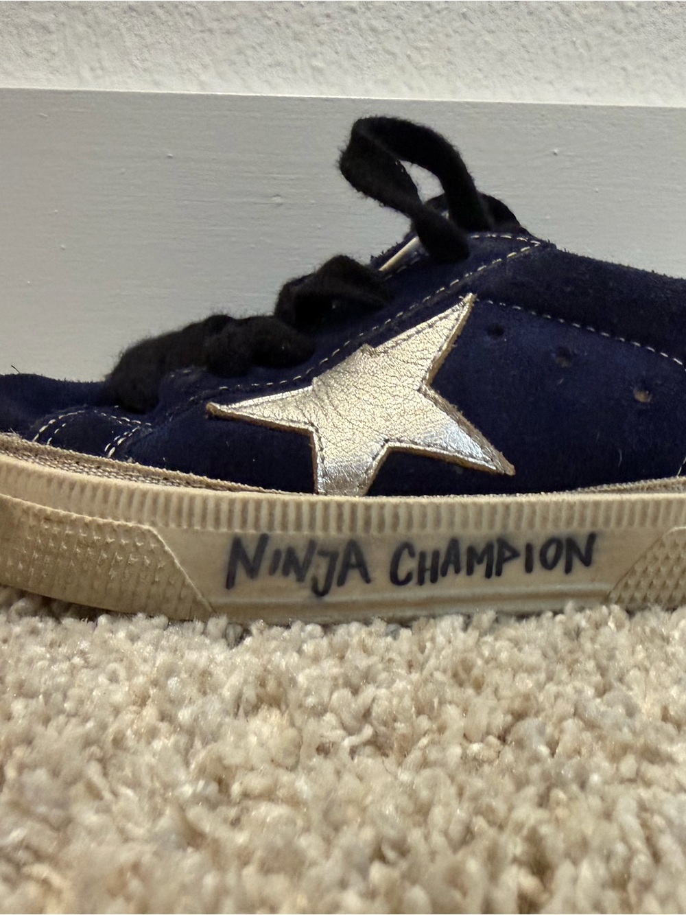 Golden Goose Kids Navy Suede Star Lace-Up Sneakers